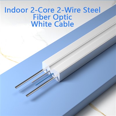 Indoor 2-Core 2-Wire Steel Fiber Optic White Cable