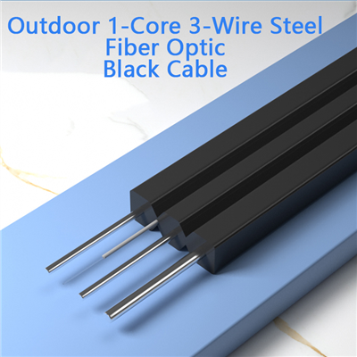 Outdoor Single-Mode Covered Fiber Single-Core 3-Wire Optical Cable Black